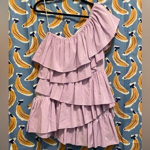 Endless Rose - Dusty Purple One Shoulder Sundress with Ruffles for Cocktail